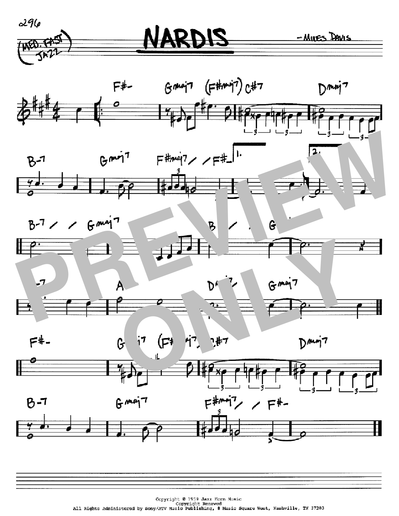 Miles Davis Nardis sheet music notes and chords. Download Printable PDF.