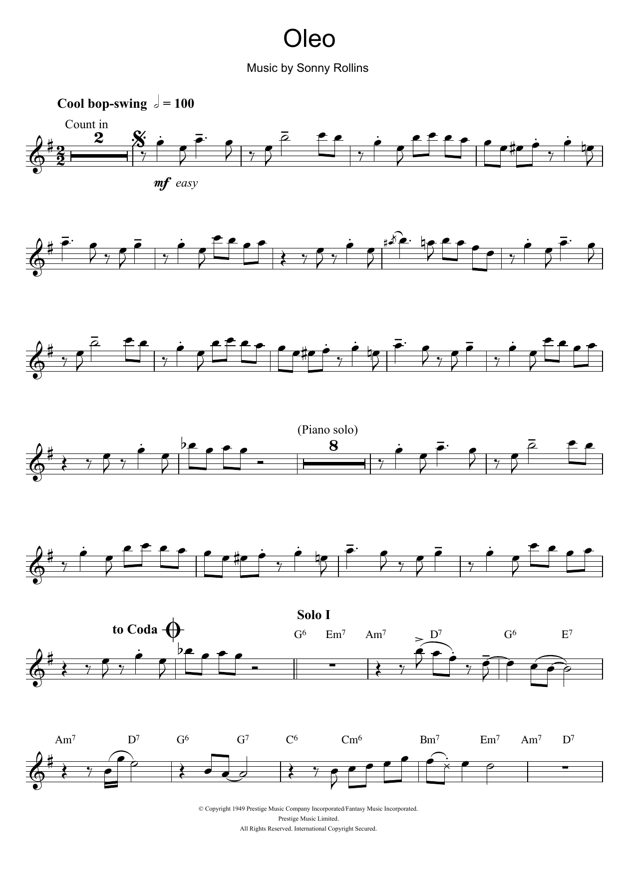 Miles Davis Oleo sheet music notes and chords. Download Printable PDF.