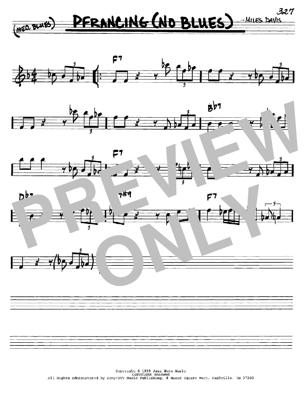 Learn to play Miles Davis Pfrancing (No Blues) sheet music for Real Book – Melody & Chords – Eb Instruments in minutes. Price: 5.9900$ Miles Davis Pfrancing (No Blues) sheet music notes and chords arranged for Real Book – Melody & Chords – Eb Instruments