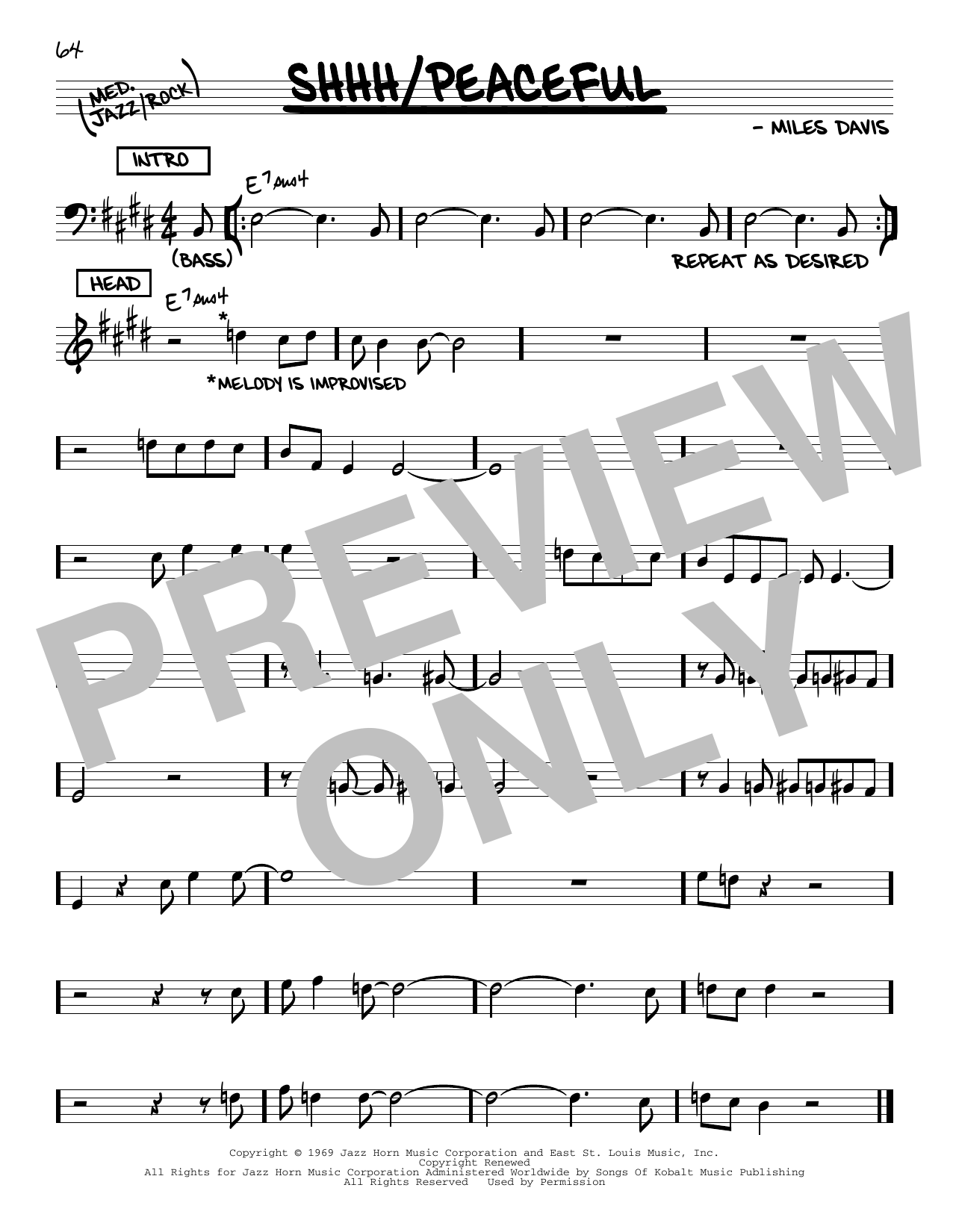 Learn to play Miles Davis Shhh/Peaceful sheet music for Real Book – Melody & Chords in minutes. Price: 5.9900$ Miles Davis Shhh/Peaceful sheet music notes and chords arranged for Real Book – Melody & Chords