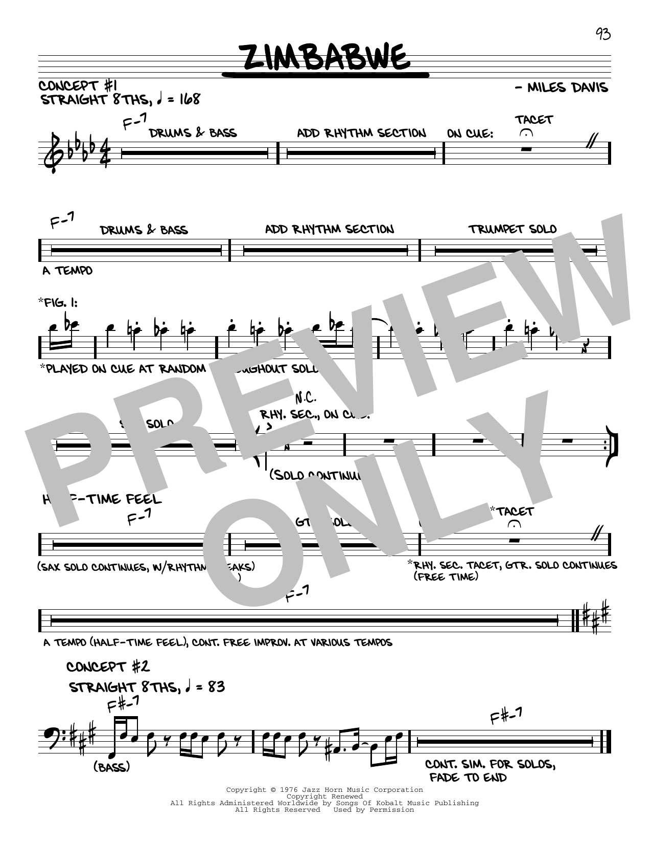 Learn to play Miles Davis Zimbabwe sheet music for Real Book – Melody & Chords in minutes. Price: 5.9900$ Miles Davis Zimbabwe sheet music notes and chords arranged for Real Book – Melody & Chords