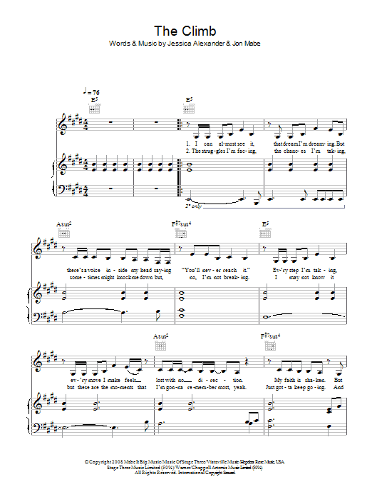 Joe McElderry The Climb sheet music notes and chords arranged for SSA Choir