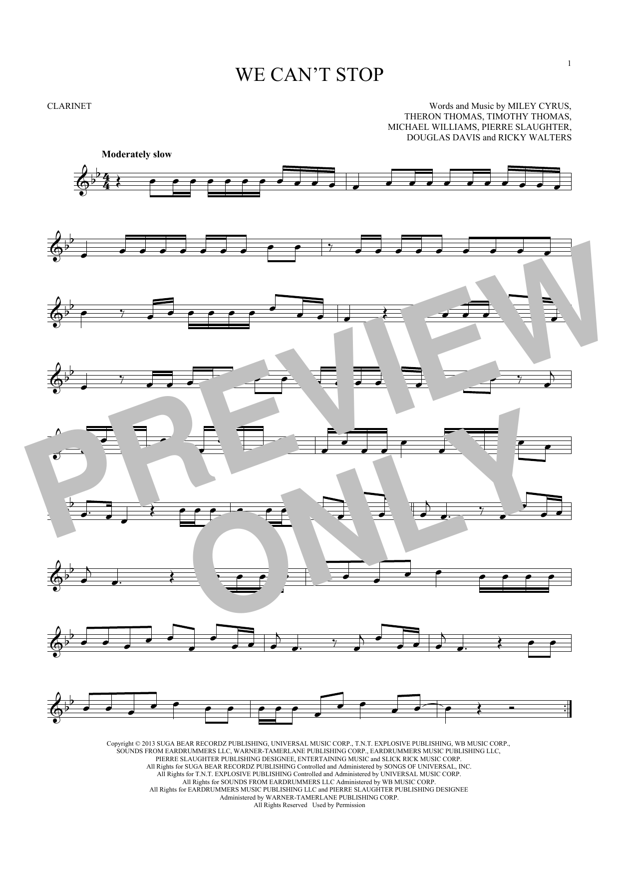 Miley Cyrus We Can't Stop sheet music notes and chords. Download Printable PDF.