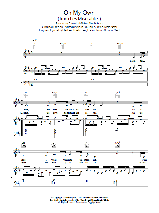 Learn to play Military Wives On My Own (from Les Miserables) sheet music for Piano, Vocal & Guitar Chords in minutes. Price: 7.8900$ Military Wives On My Own (from Les Miserables) sheet music notes and chords arranged for Piano, Vocal & Guitar Chords