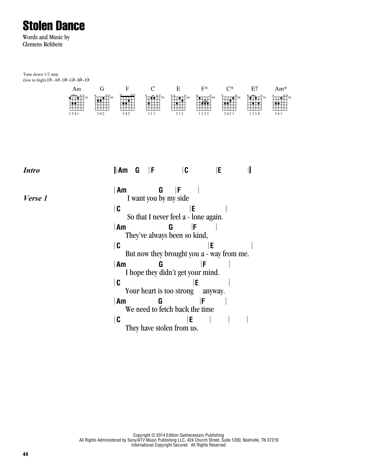 Milky Chance Stolen Dance sheet music notes and chords. Download Printable PDF.