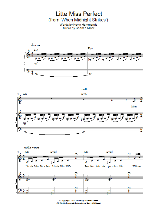 Learn to play Charles Miller & Kevin Hammonds Little Miss Perfect (From When Midnight Strikes) sheet music for Piano, Vocal & Guitar Chords in minutes. Price: 7.8900$ Charles Miller & Kevin Hammonds Little Miss Perfect (From When Midnight Strikes) sheet music notes and chords arranged for Piano, Vocal & Guitar Chords