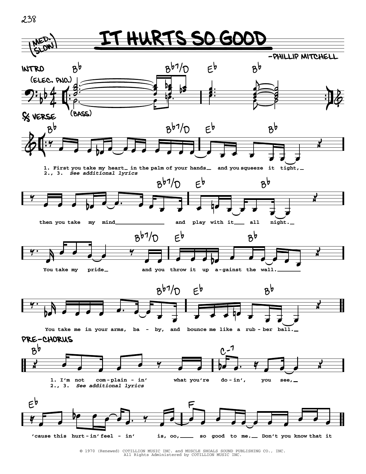 Millie Jackson It Hurts So Good sheet music notes and chords. Download Printable PDF.