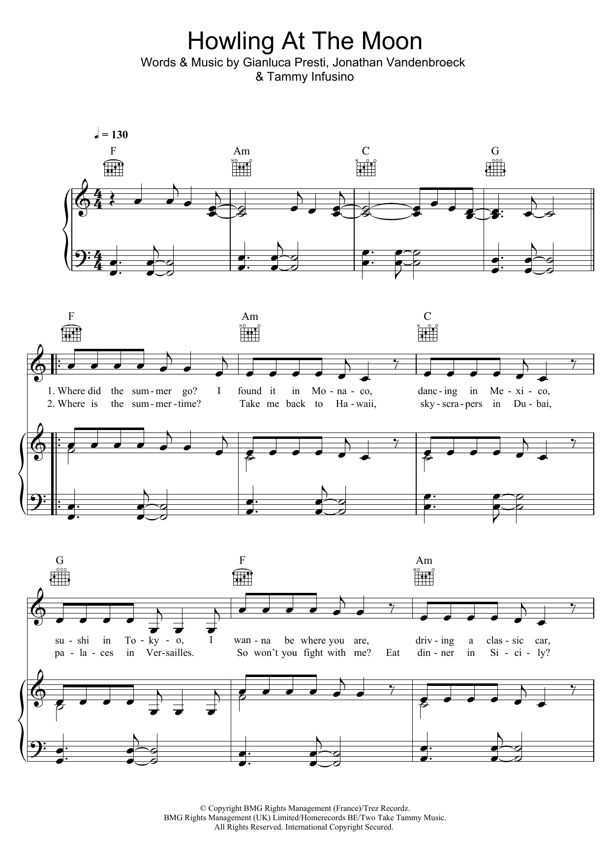Learn to play Milow Howling At The Moon sheet music for Piano, Vocal & Guitar Chords in minutes. Price: 7.8900$ Milow Howling At The Moon sheet music notes and chords arranged for Piano, Vocal & Guitar Chords