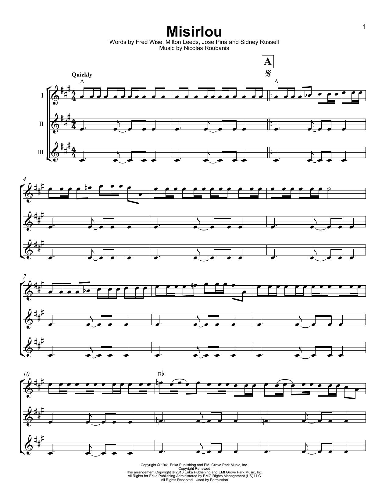 Milton Leeds Misirlou sheet music notes and chords. Download Printable PDF.