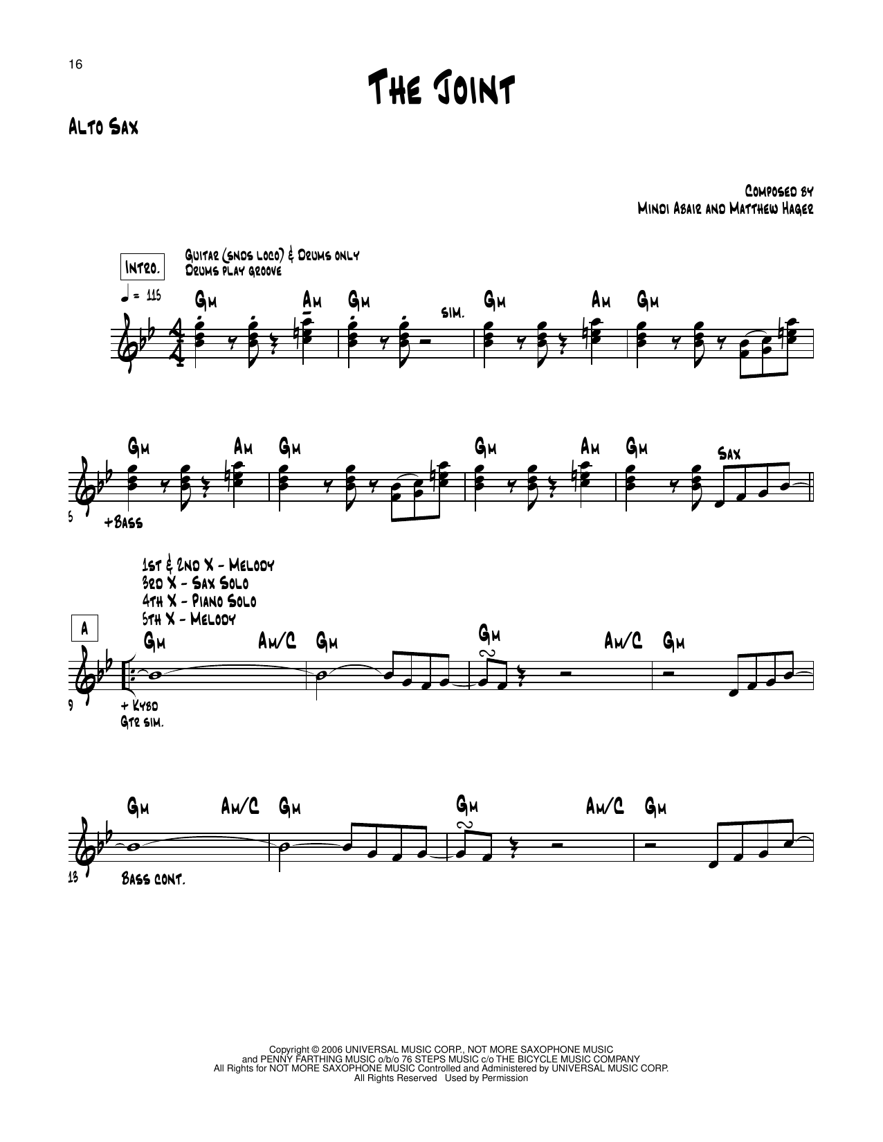 Learn to play Mindi Abair The Joint sheet music for Alto Sax Transcription in minutes. Price: 5.9900$ Mindi Abair The Joint sheet music notes and chords arranged for Alto Sax Transcription
