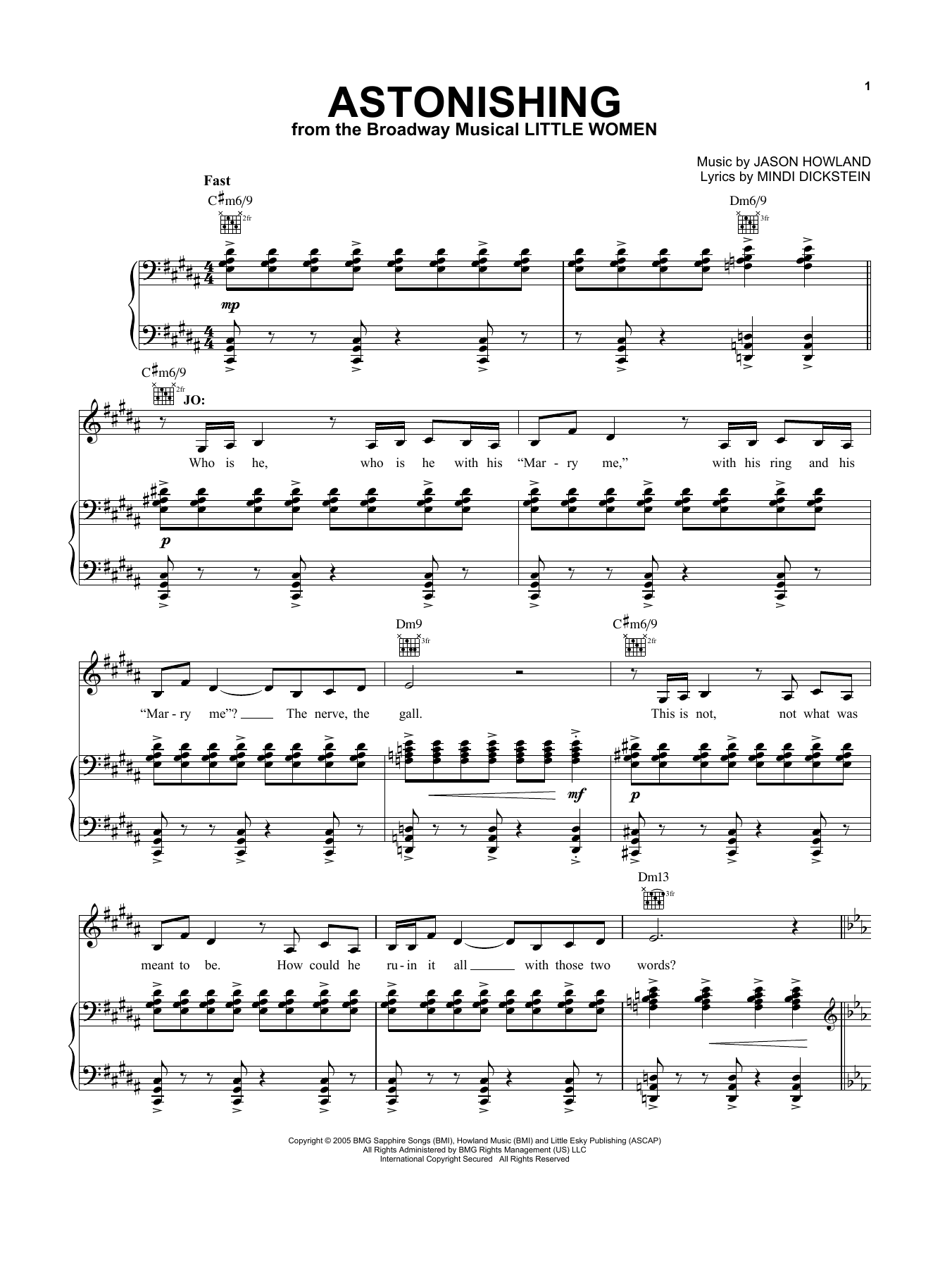 Mindi Dickstein and Jason Howland Astonishing (from Little Women - The Musical) sheet music notes and chords. Download Printable PDF.