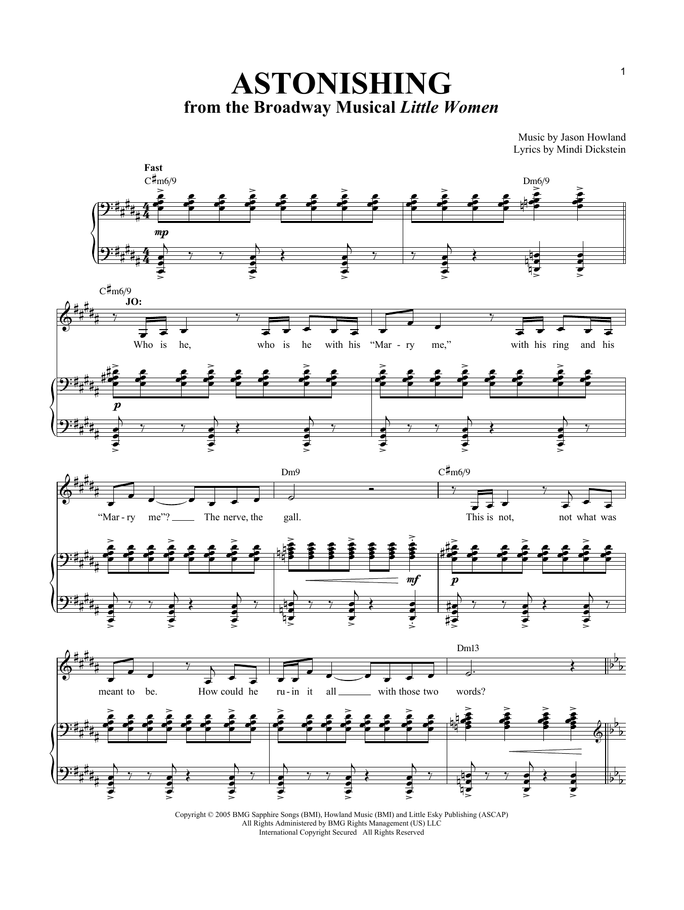 Mindi Dickstein Astonishing sheet music notes and chords. Download Printable PDF.