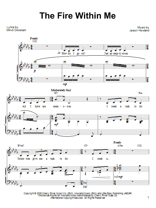 Mindi Dickstein The Fire Within Me (from Little Women: The Musical) sheet music notes and chords. Download Printable PDF.