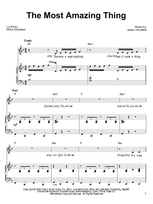 Mindi Dickstein The Most Amazing Thing (from Little Women: The Musical) sheet music notes and chords. Download Printable PDF.