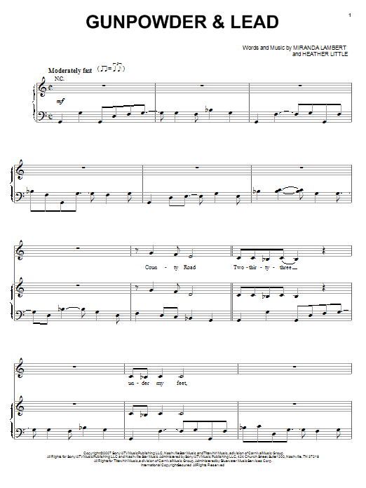 Miranda Lambert Gunpowder & Lead sheet music notes and chords. Download Printable PDF.