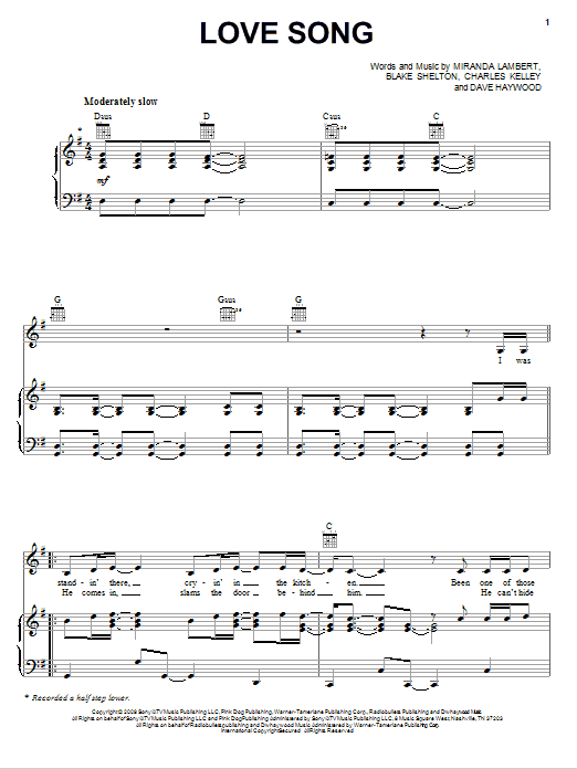 Learn to play Miranda Lambert Love Song sheet music for Piano, Vocal & Guitar Chords (Right-Hand Melody) in minutes. Price: 7.8900$ Miranda Lambert Love Song sheet music notes and chords arranged for Piano, Vocal & Guitar Chords (Right-Hand Melody)