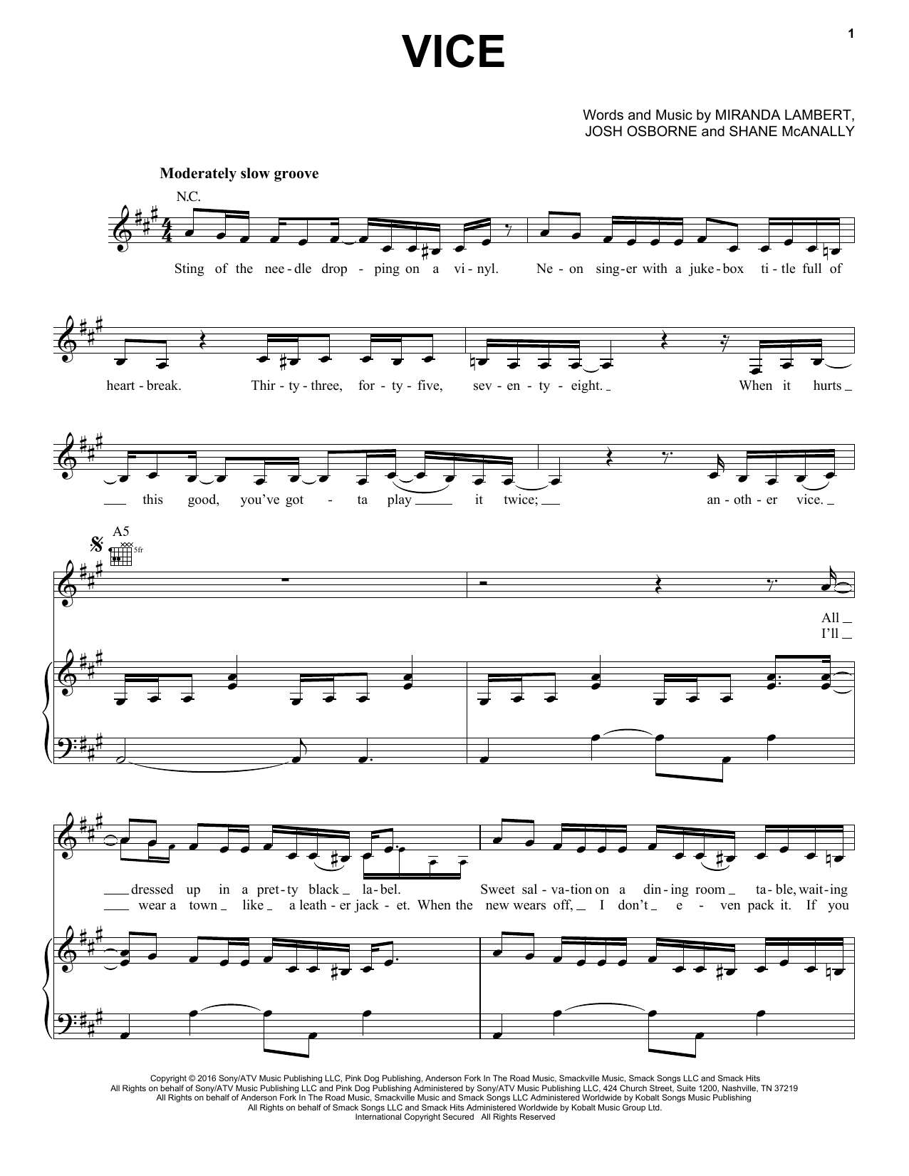 Learn to play Miranda Lambert Vice sheet music for Piano, Vocal & Guitar Chords (Right-Hand Melody) in minutes. Price: 7.8900$ Miranda Lambert Vice sheet music notes and chords arranged for Piano, Vocal & Guitar Chords (Right-Hand Melody)