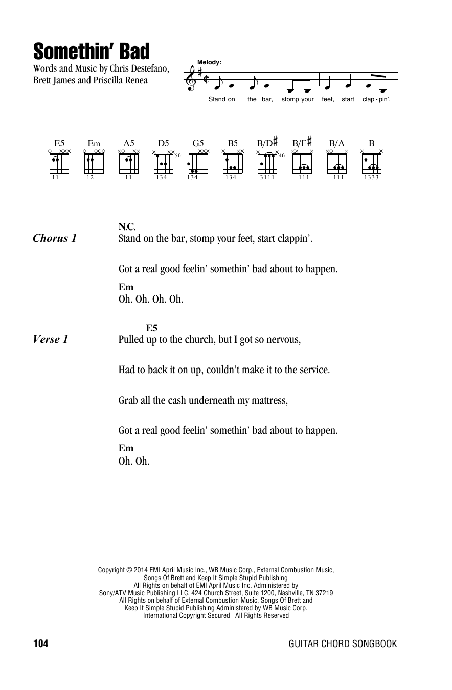 Miranda Lambert with Carrie Underwood Somethin' Bad sheet music notes and chords. Download Printable PDF.