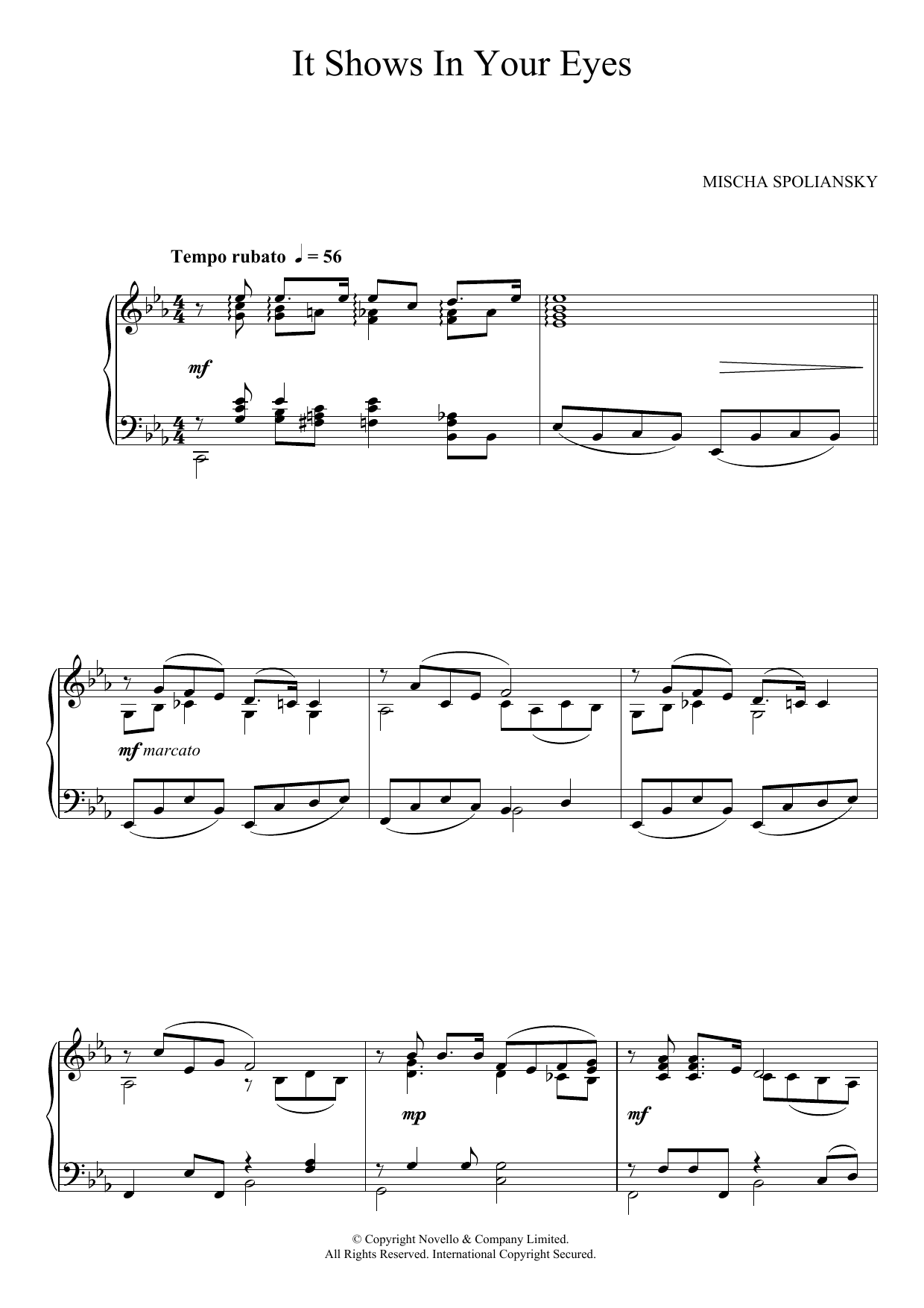 Learn to play Mischa Spoliansky It Shows In Your Eyes sheet music for Piano Solo in minutes. Price: 7.8900$ Mischa Spoliansky It Shows In Your Eyes sheet music notes and chords arranged for Piano Solo