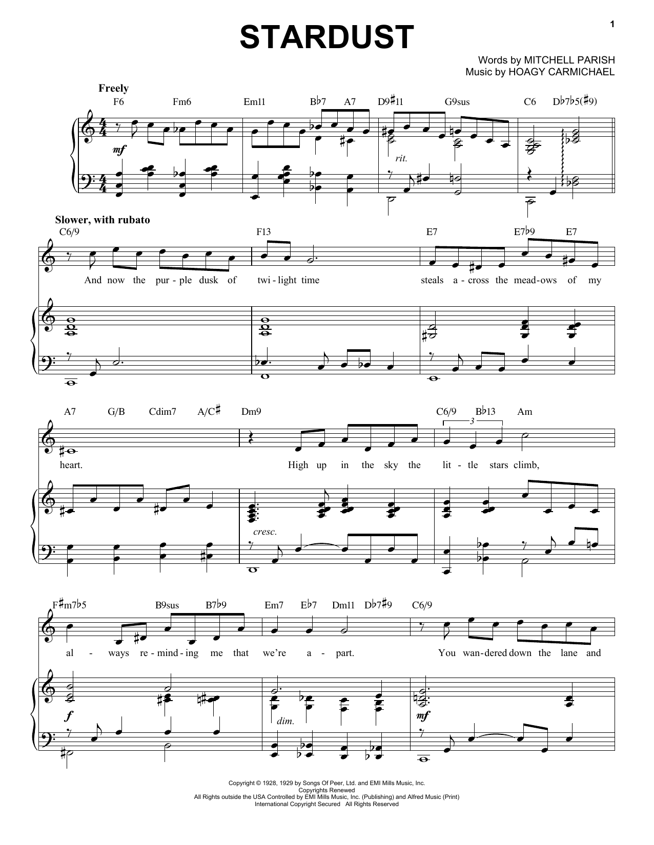 Mitchell Parish and Hoagy Carmichael Stardust [Jazz version] (arr. Brent Edstrom) sheet music notes and chords. Download Printable PDF.