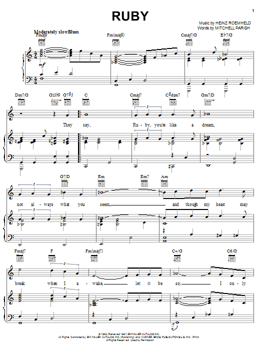 Mitchell Parish Ruby sheet music notes and chords. Download Printable PDF.