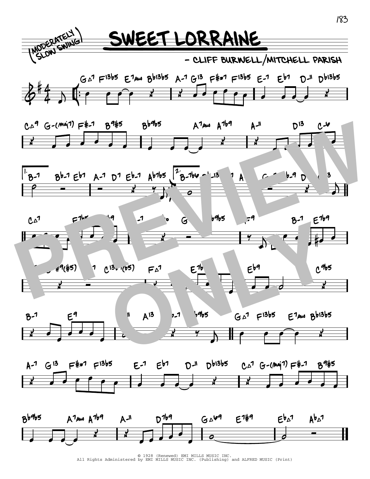 Mitchell Parish Sweet Lorraine (arr. David Hazeltine) sheet music notes and chords. Download Printable PDF.