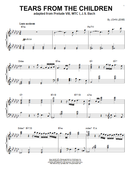 Modern Jazz Quartet Tears From The Children (arr. Brent Edstrom) sheet music notes and chords. Download Printable PDF.