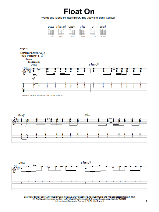 Modest Mouse Float On sheet music notes and chords. Download Printable PDF.