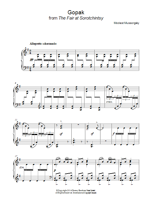 Learn to play Modest Mussorgsky Gopak (from Modest Mussorgsky Gopak (from