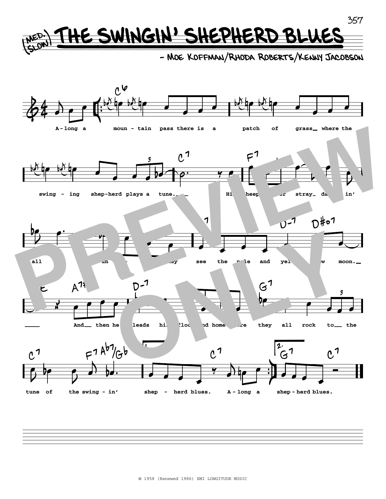 Learn to play Moe Koffman The Swingin' Shepherd Blues (High Voice) sheet music for Real Book – Melody, Lyrics & Chords in minutes. Price: 5.9900$ Moe Koffman The Swingin' Shepherd Blues (High Voice) sheet music notes and chords arranged for Real Book – Melody, Lyrics & Chords