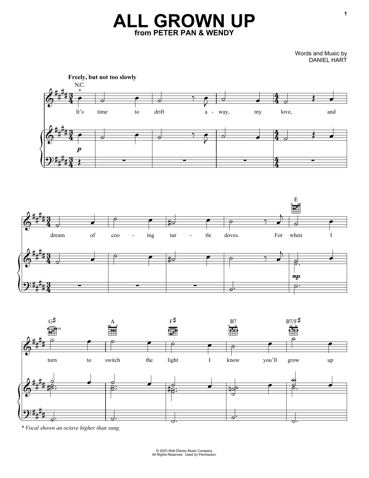 Molly Parker All Grown Up (from Peter Pan & Wendy) sheet music notes and chords. Download Printable PDF.