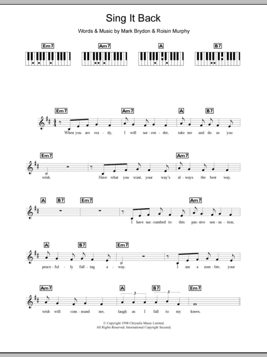 Moloko Sing It Back sheet music notes and chords. Download Printable PDF.