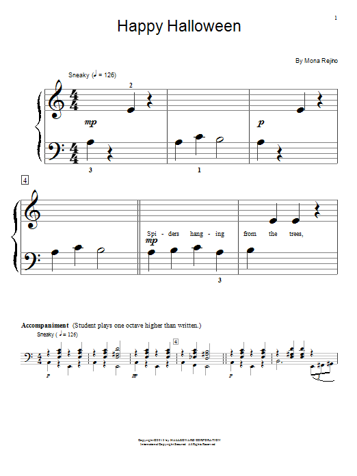 Mona Rejino Happy Halloween sheet music notes and chords. Download Printable PDF.