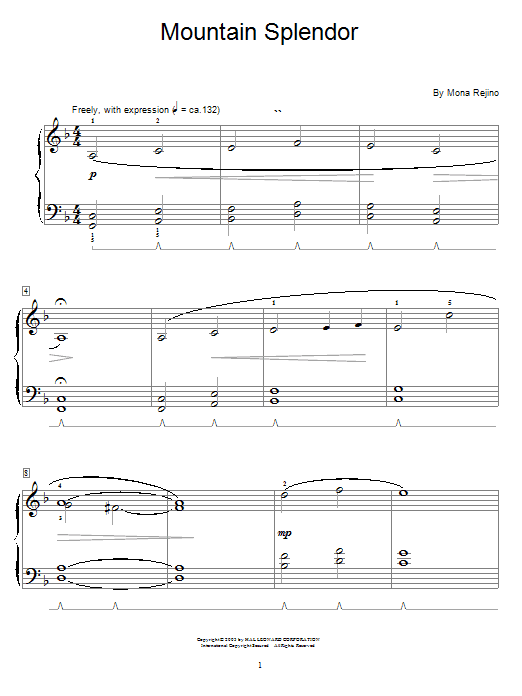 Learn to play Mona Rejino Mountain Splendor sheet music for Educational Piano in minutes. Price: 6.9900$ Mona Rejino Mountain Splendor sheet music notes and chords arranged for Educational Piano