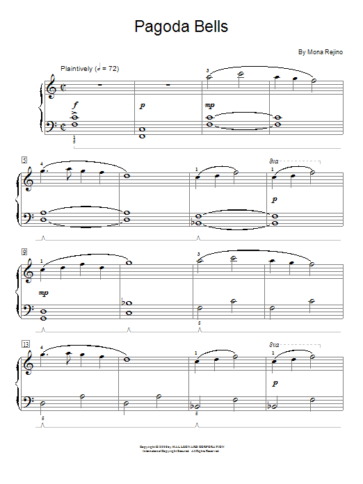 Mona Rejino Pagoda Bells sheet music notes and chords. Download Printable PDF.