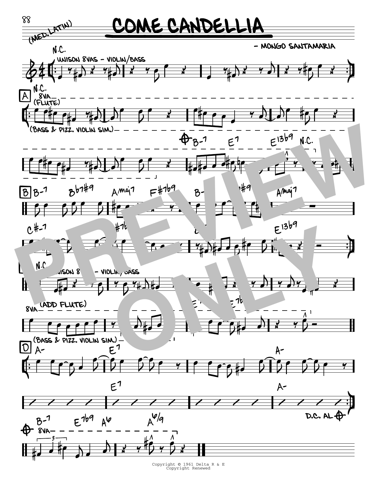 Learn to play Mongo Santamaria Come Candellia sheet music for Real Book – Melody & Chords in minutes. Price: 5.9900$ Mongo Santamaria Come Candellia sheet music notes and chords arranged for Real Book – Melody & Chords