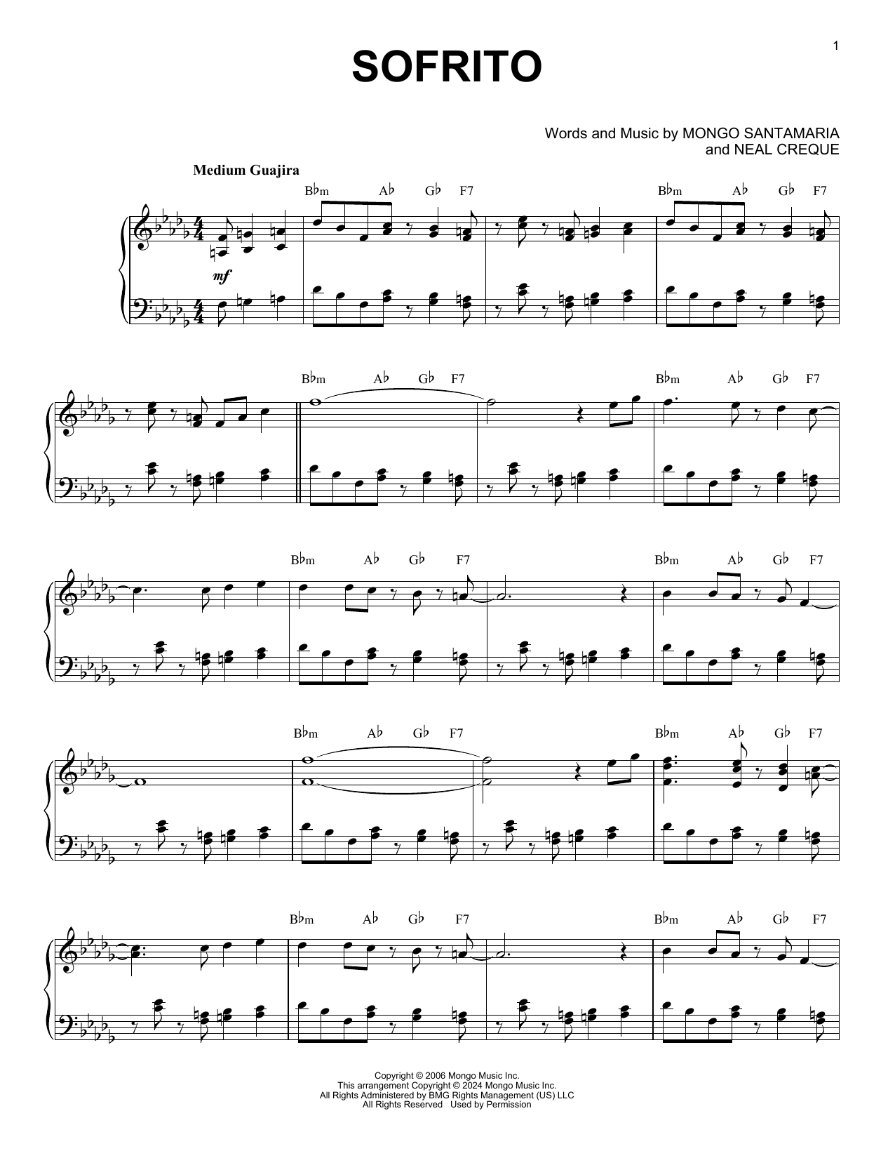 Mongo Santamaria Sofrito (arr. Brent Edstrom) sheet music notes and chords. Download Printable PDF.