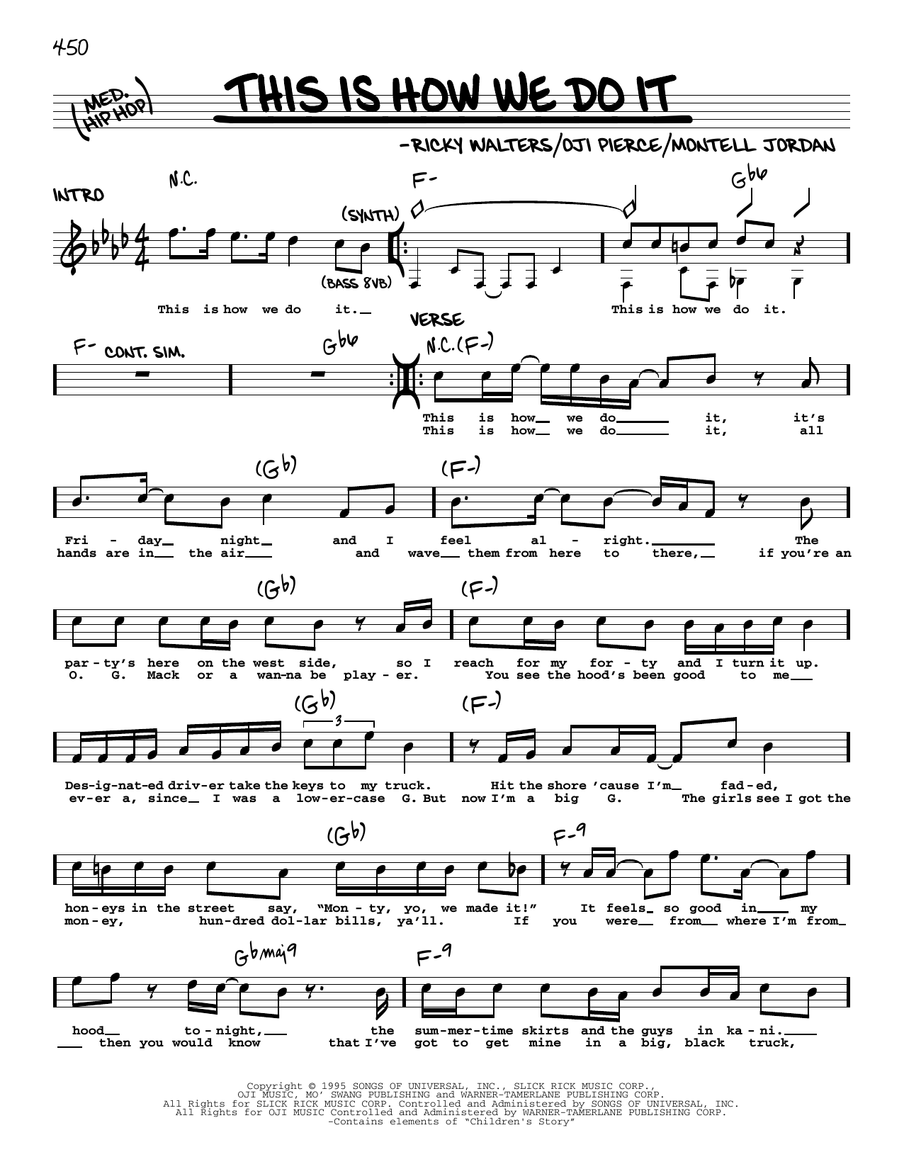 Montell Jordan This Is How We Do It sheet music notes and chords. Download Printable PDF.