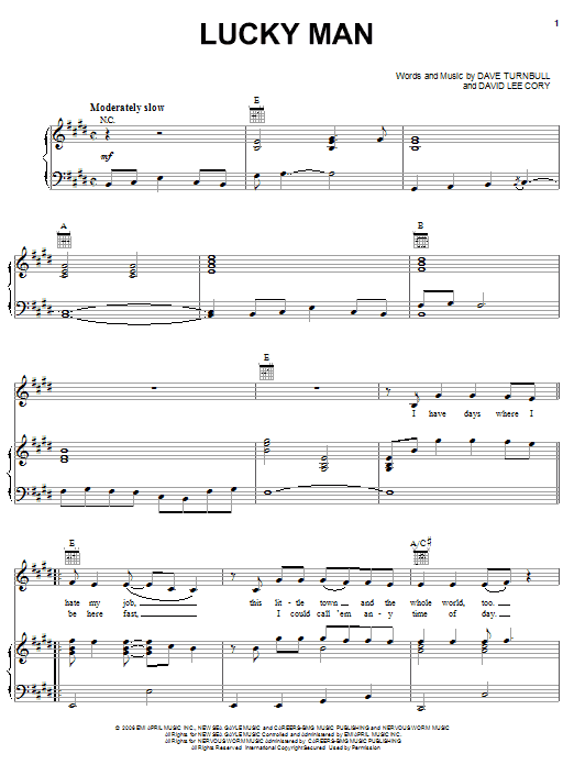 Learn to play Montgomery Gentry Lucky Man sheet music for Piano, Vocal & Guitar Chords (Right-Hand Melody) in minutes. Price: 7.8900$ Montgomery Gentry Lucky Man sheet music notes and chords arranged for Piano, Vocal & Guitar Chords (Right-Hand Melody)