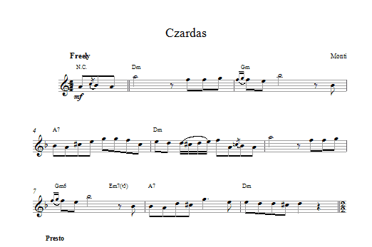 Vittorio Monti Czardas sheet music notes and chords. Download Printable PDF.