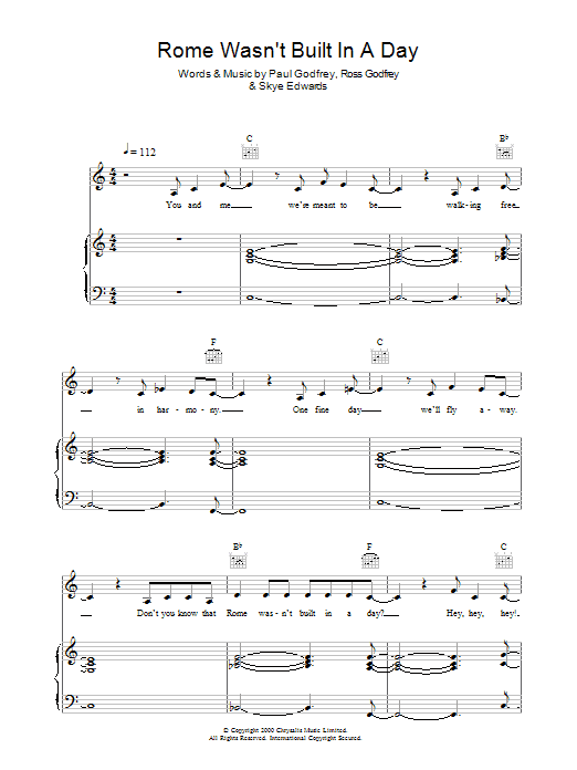 Morcheeba Rome Wasn't Built In A Day sheet music notes and chords. Download Printable PDF.