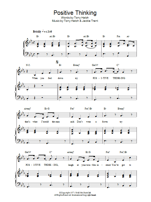 Morecambe & Wise Positive Thinking sheet music notes and chords arranged for Piano, Vocal & Guitar Chords