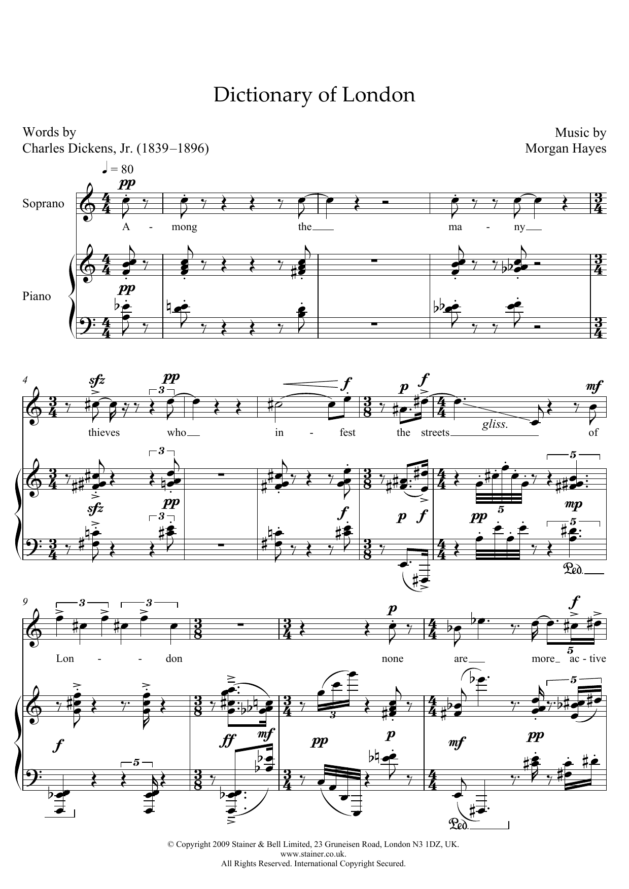 Learn to play Morgan Hayes Dictionary of London (for soprano & piano) sheet music for Piano & Vocal in minutes. Price: 7.8900$ Morgan Hayes Dictionary of London (for soprano & piano) sheet music notes and chords arranged for Piano & Vocal