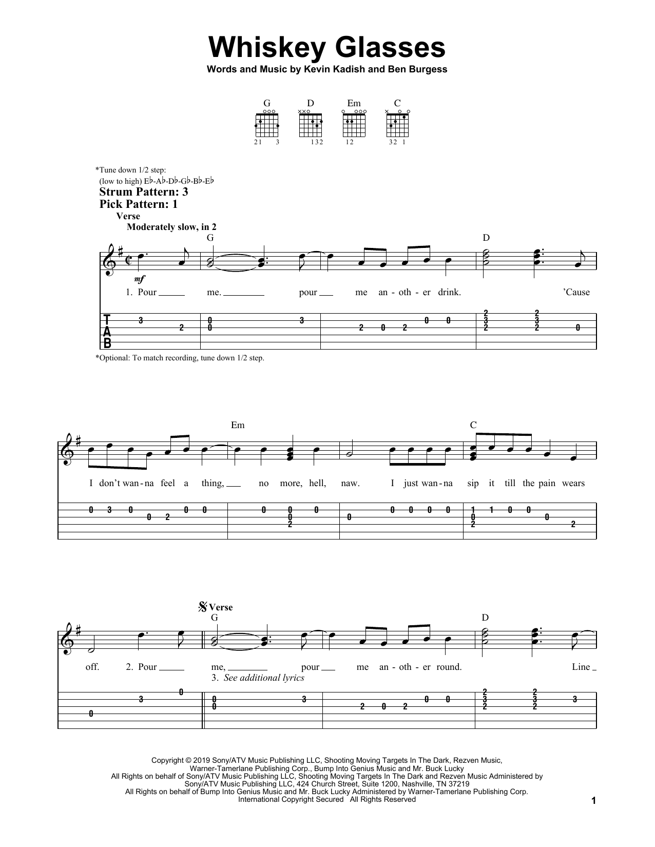 Morgan Wallen Whiskey Glasses sheet music notes and chords. Download Printable PDF.