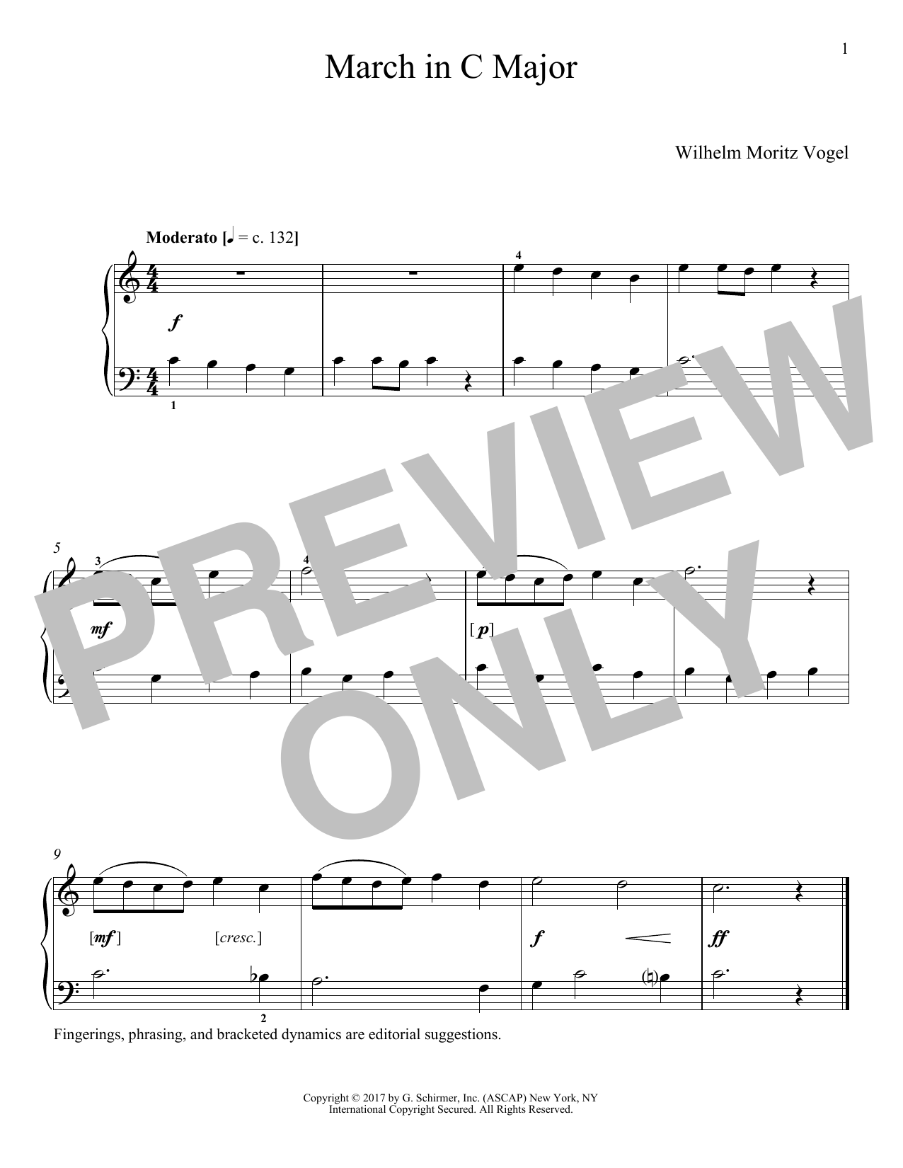 Learn to play Moritz Vogel March In C Major sheet music for Piano Solo in minutes. Price: 7.8900$ Moritz Vogel March In C Major sheet music notes and chords arranged for Piano Solo