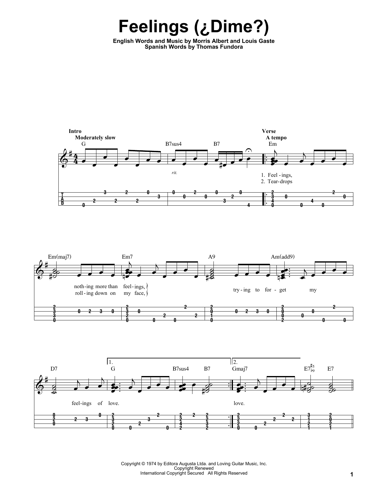 Morris Albert Feelings (¿Dime?) sheet music notes and chords. Download Printable PDF.