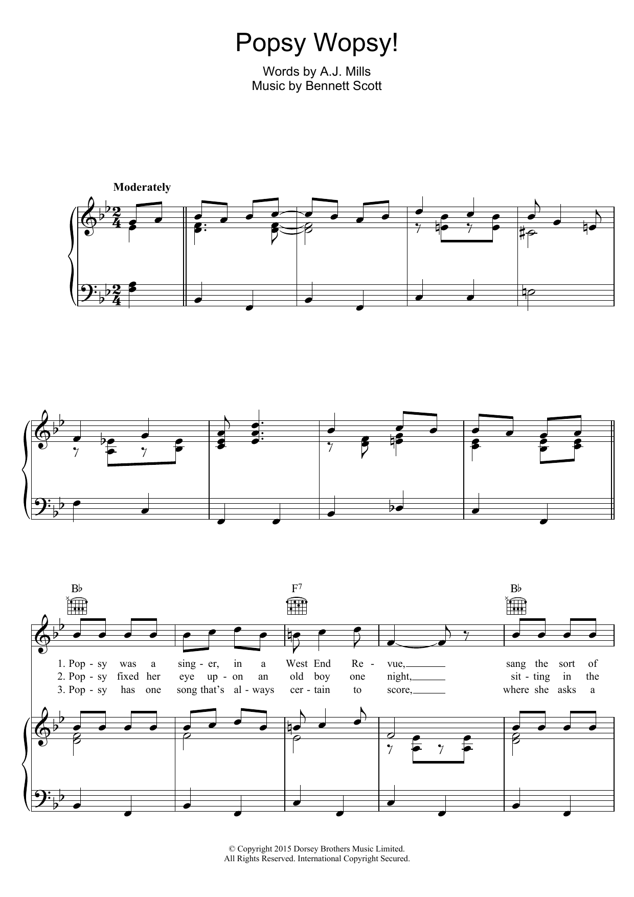 Learn to play Morris Dixon Popsy Wopsy sheet music for Piano, Vocal & Guitar Chords in minutes. Price: 7.8900$ Morris Dixon Popsy Wopsy sheet music notes and chords arranged for Piano, Vocal & Guitar Chords