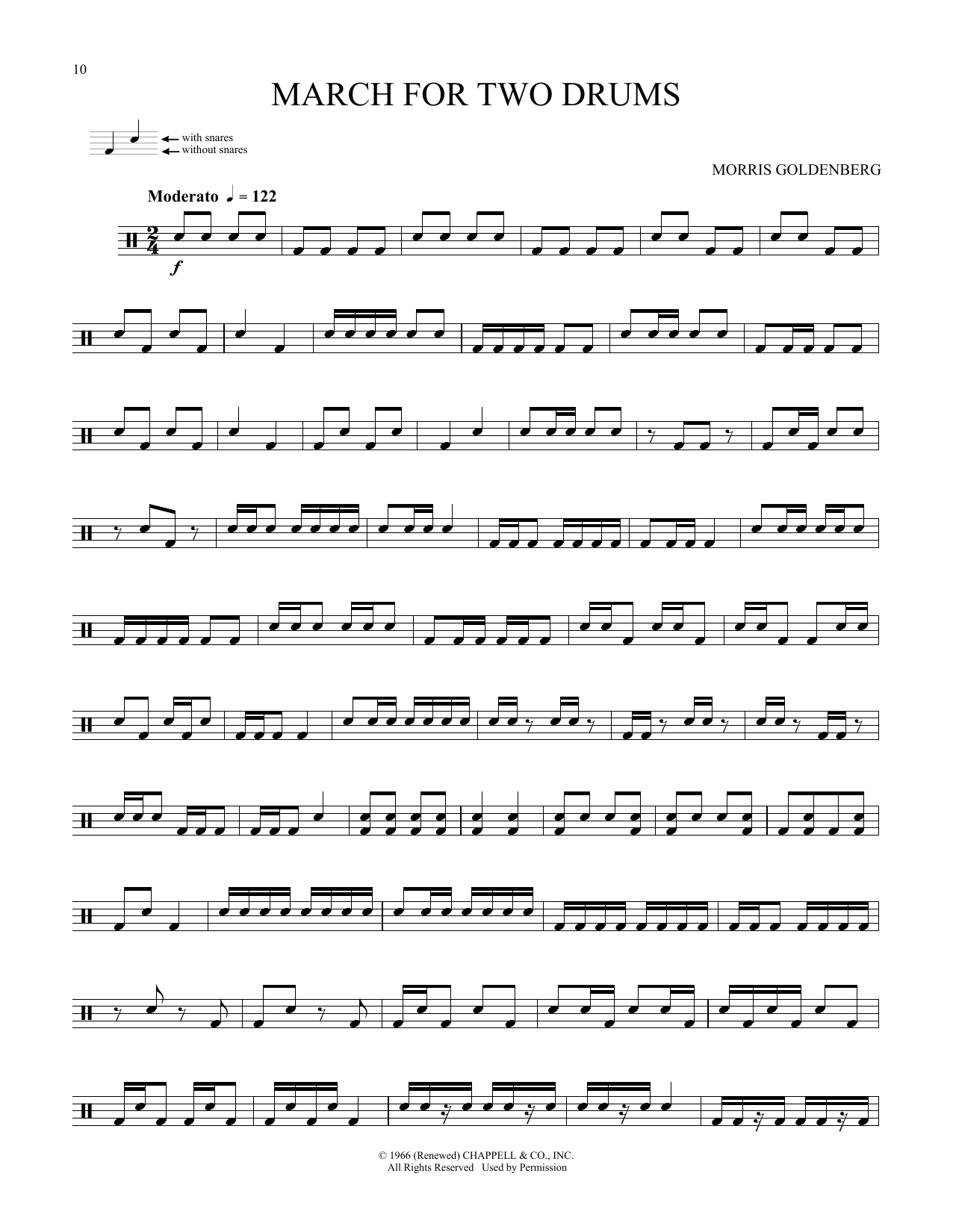 Morris Goldenberg March For Two Drums sheet music notes and chords. Download Printable PDF.