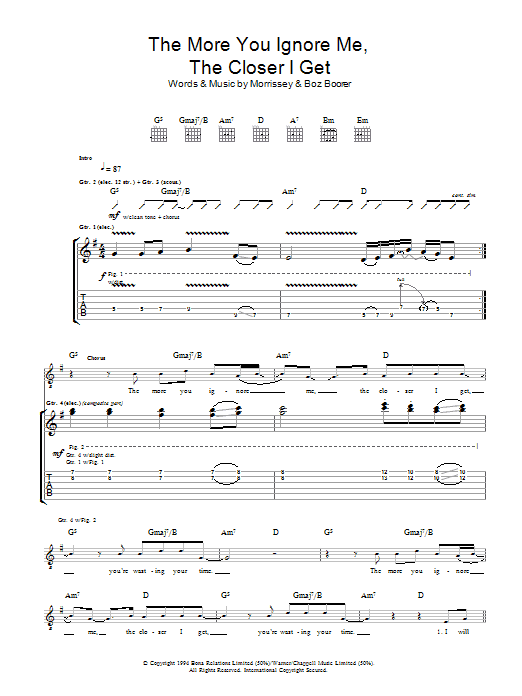 Morrissey The More You Ignore Me, The Closer I Get sheet music notes and chords. Download Printable PDF.