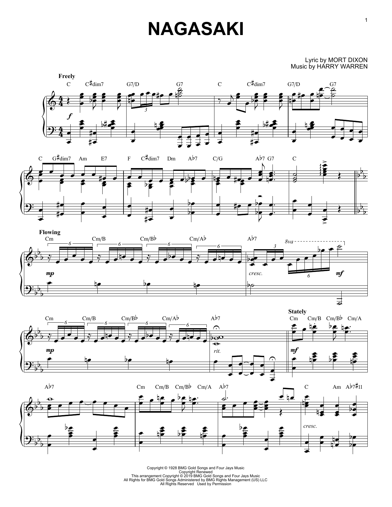 Mort Dixon and Harry Warren Nagasaki [Jazz version] sheet music notes and chords arranged for Piano Solo